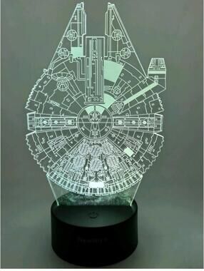 Star Wars Millennium Falcon Night Light 3D LED 7 Multicolor Remote USB NEW